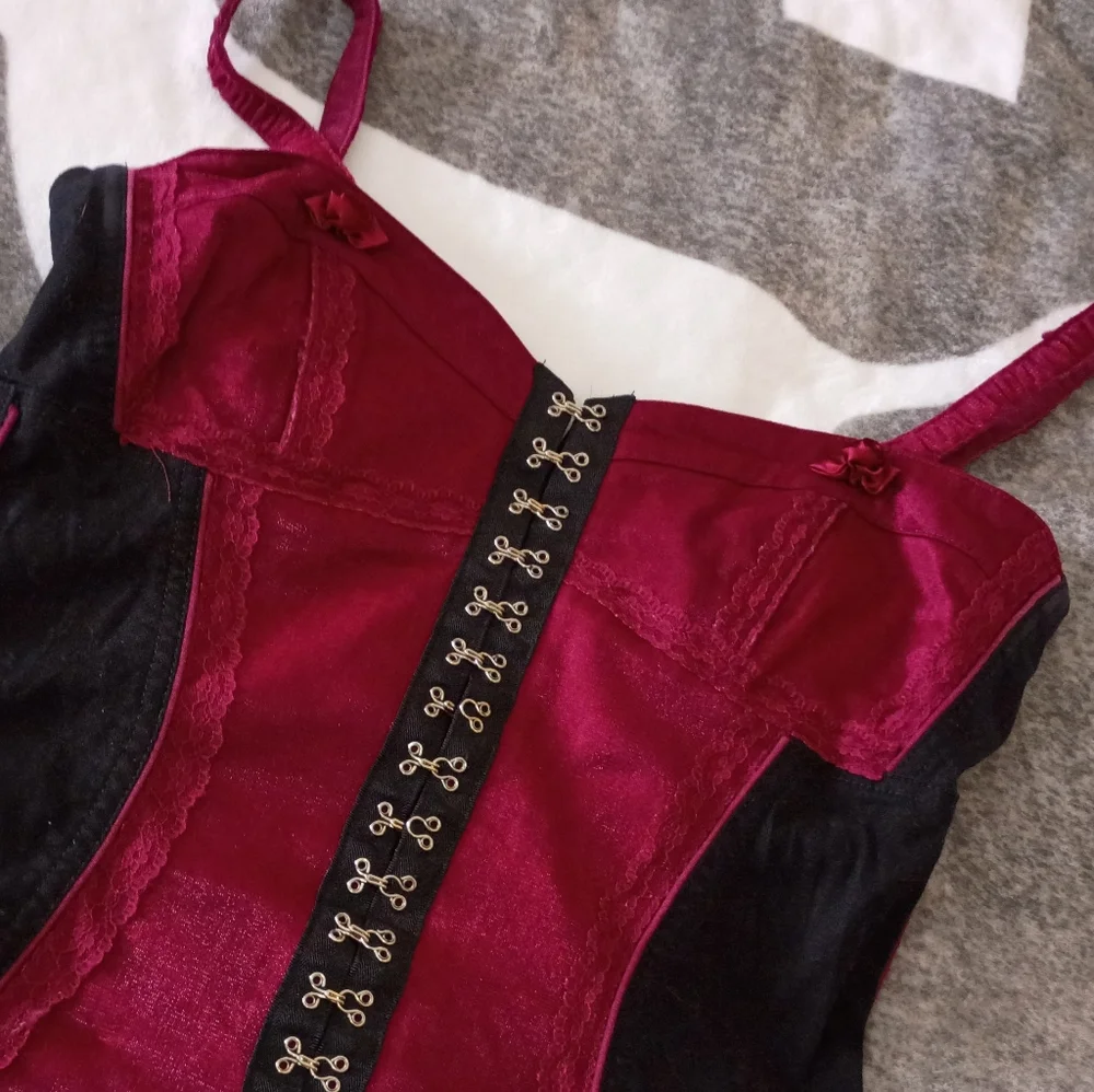Y2K Tripp NYC Corset Top Gore Gothic Punk L 90s Cottagegore Steampunk - Picture 1 of 9